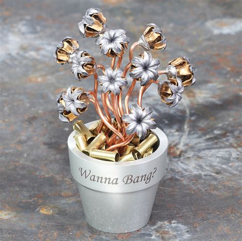 Bullet bouquet - The One Dozen and Twenty Bloom Bullet Bouquets use a medium flowerpot, which makes the whole piece stand about 5.5" tall, while the flowerpot is 2.5" in diameter and 2.5" tall. Note: The product photos above are only examples. Your bouquet will differ from the photo based on the number of blooms and flowerpot type you choose. Handmade in the USA!